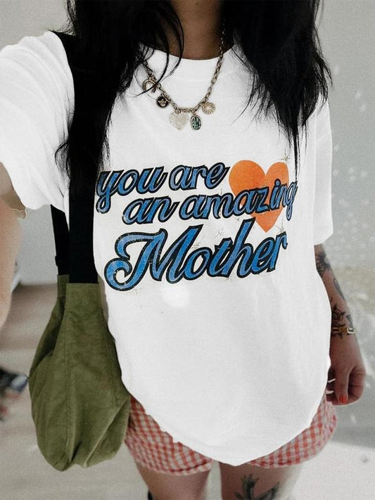 Women's Letter Print Round Neck Tee, Fashion Casual Crew Neck T-Shirt for Daily Holiday Vacation Outdoor Wear, Ladies...