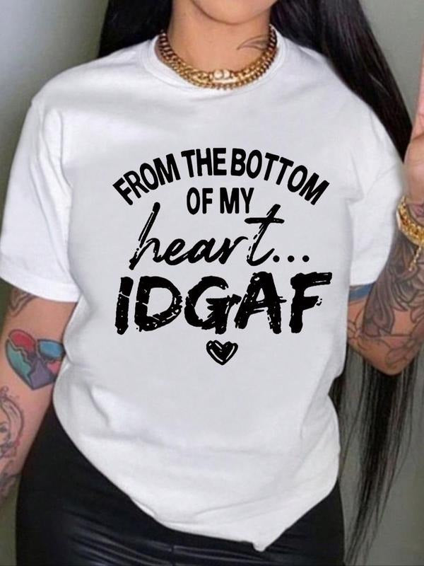 Women's Letter Print Round Neck Tee, Fashion Casual Short Sleeve T-shirt for Daily Wear, Graphic Tees, Ladies Summer...