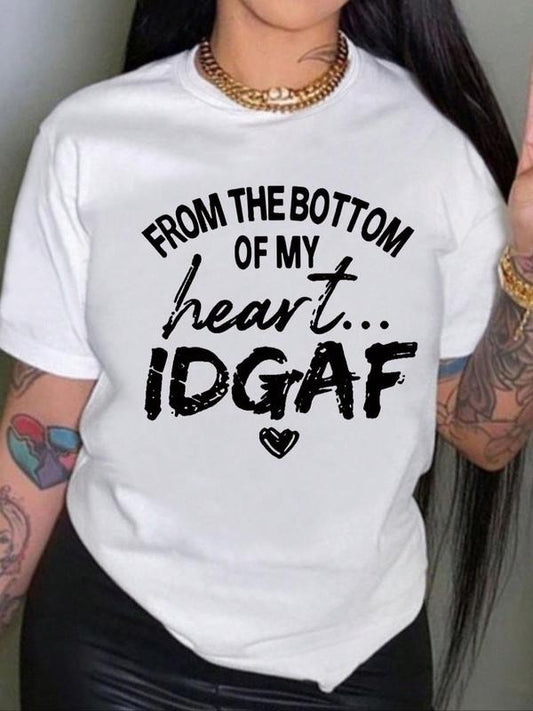 Women's Letter Print Round Neck Tee, Fashion Casual Short Sleeve T-shirt for Daily Wear, Graphic Tees, Ladies Summer...