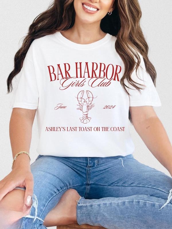 Women's Letter Print Round Neck Tee, Fashion Casual Short Sleeve T-shirt for Daily Wear, Ladies Clothes for All Seasons...