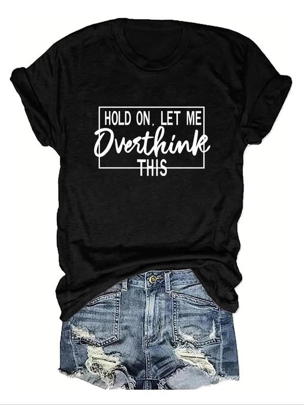 Women's Letter Print Round Neck Tee, Fashion Casual Short Sleeve T-shirt for Daily Wear, Ladies Summer...