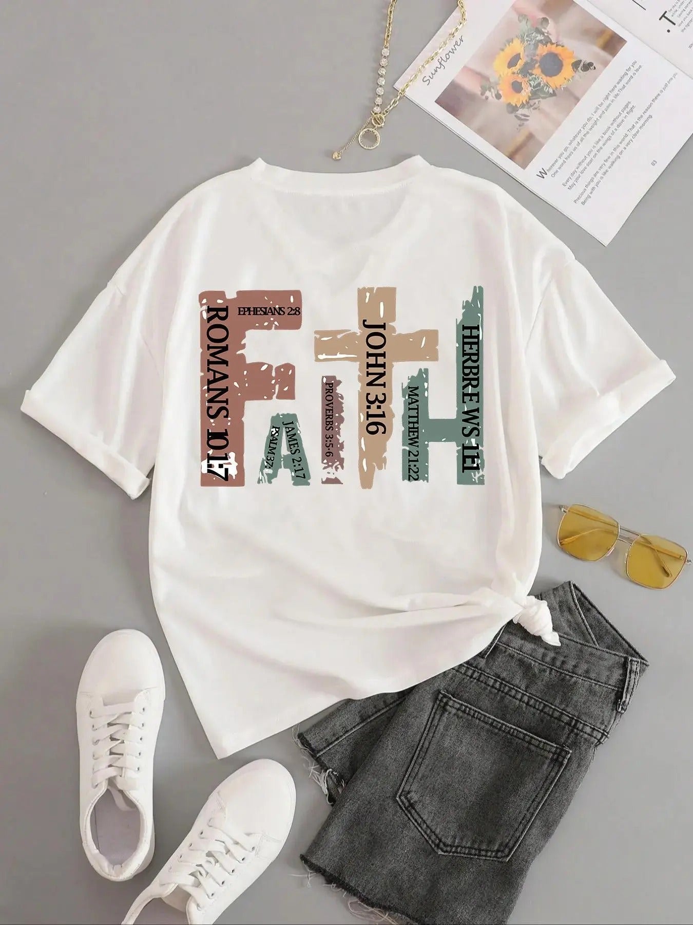 Women's Letter Print Round Neck Tee, Fashion Casual Short Sleeve T-shirt, Ladies Summer Clothes for Daily Wear Hoodie,...