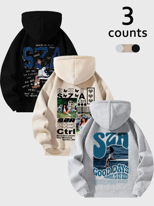 Women's Letter Print Zip Up Hoodie, Casual Long Sleeve Hooded Sweatshirt for Winter, Women's Clothes for Daily Wear T-Shirts
