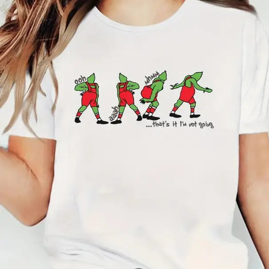 Women's Merry Christmas Print T T-Shirt - Fashion New Year Top