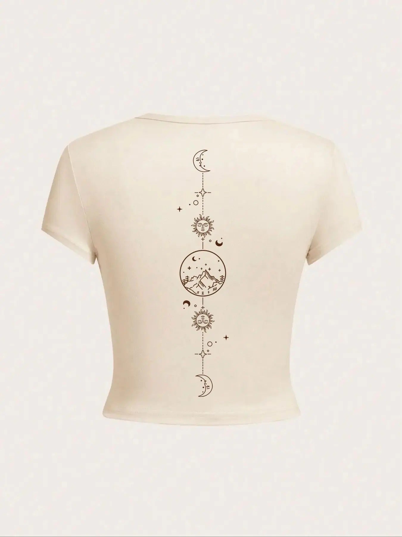 Women's Moon & Landscape Graphic Print Round Neck Tee, Casual Short Sleeve Crew Neck T-Shirt for Summer, Fashion Women's...