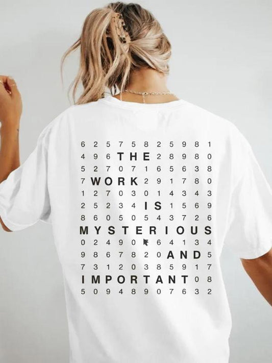 Women's Number & Letter Print Round Neck Tee, Casual Short Sleeve Crew Neck T-Shirt for Daily Wear, Ladies Clothes for...