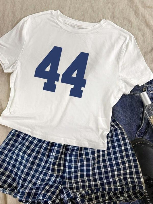 Women's Number Print Round Neck Tee, Fashion Casual Crew Neck T-shirt for Daily Holiday Vacation Outdoor Wear, Ladies...