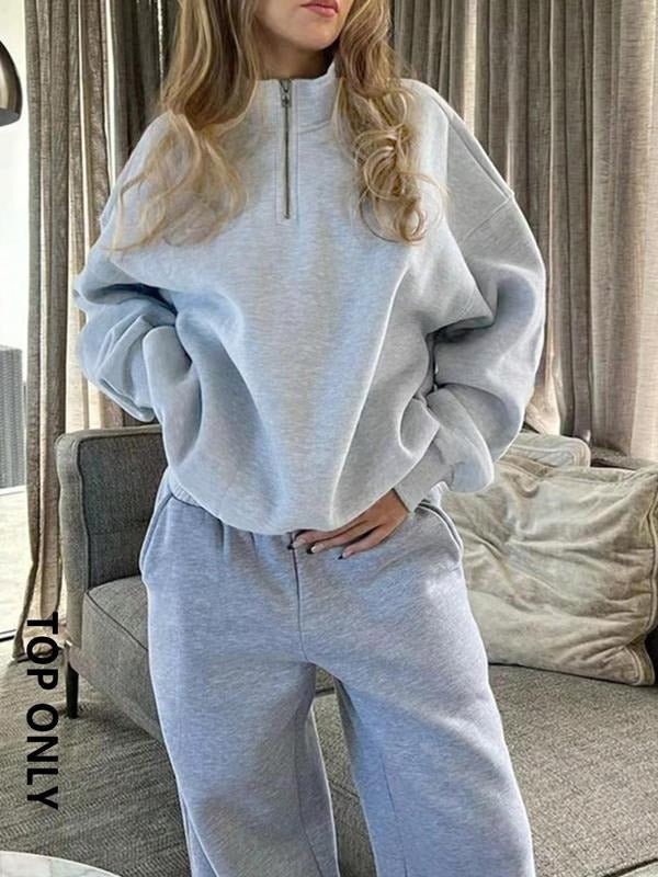 Women's Plain Drop Shoulder Pullover, Casual Long Sleeve Sweatshirt for Fall & Winter, Women's Clothes for Daily Wear...
