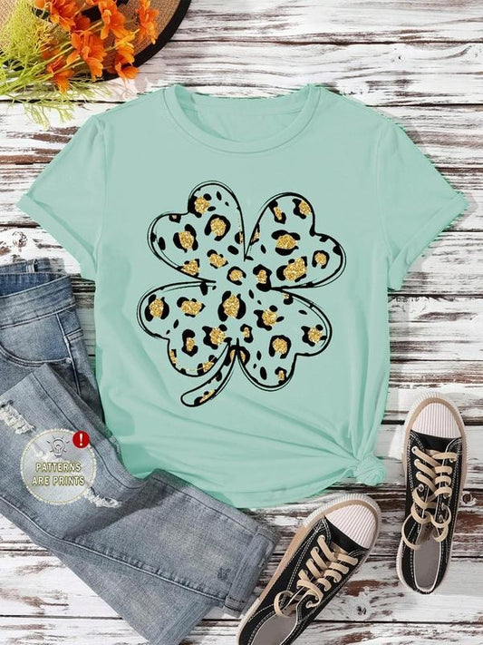 Women's Plants Print Round Neck Tee, Casual Short Sleeve T-shirt for Daily Wear, Ladies Summer Tops Hoodie, Sweatshirt
