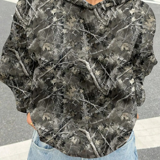 Women's Print Drop Shoulder Hoodie, Fashion Casual Long Sleeve Hooded Sweatshirt for Daily Outdoor Wear, Women Fall &...