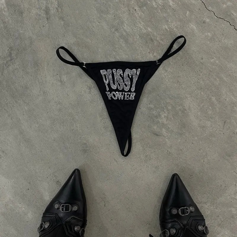 Women's Rhinestone Thong Panty - Power to the P - Underwear, Panties T-Shirts, Hoodie, Sweatshirt | WearSparks.com
