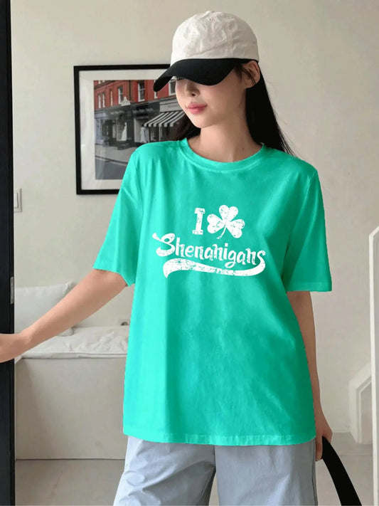 Women's Round Neck Tee, Fashion Casual Crew Neck T-Shirt for Daily Holiday Vacation Outdoor Wear, Ladies Clothes for...