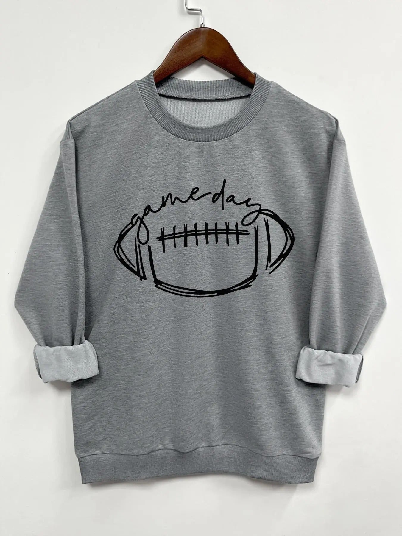 Women's Rugby Print Round Neck Sweatshirt, Casual Long Sleeve Crew Neck Pullover for Spring & Fall, Fashion Women's Top...