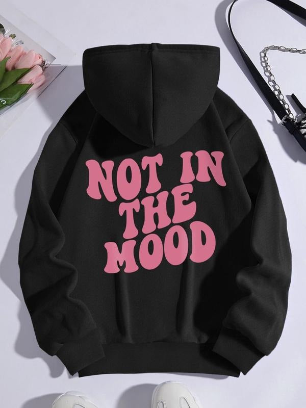 Women's Slogan Graphic Drawstring Drop Shoulder Hoodie, Casual Pocket Hooded Sweatshirt for Daily Holiday Outdoor...