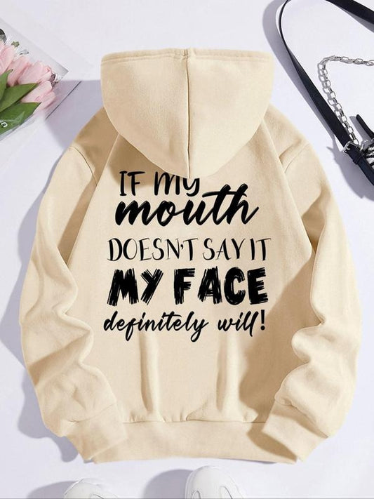 Women's Slogan Graphic Drawstring Drop Shoulder Long Sleeves Hoodie, Fashion Casual Hooded Sweatshirt for Daily Holiday...