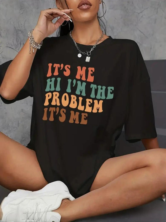 Women's Slogan Graphic Round Neck Tee, Fashion Casual Crew Neck Drop Shoulder T-Shirt for Daily Holiday Vacation Outdoor...