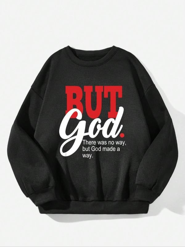 Women's Slogan Print Drop Shoulder Crewneck Graphic Sweatshirt, Trendy Street Casual Long-Sleeve Crew Neck Pullover For...