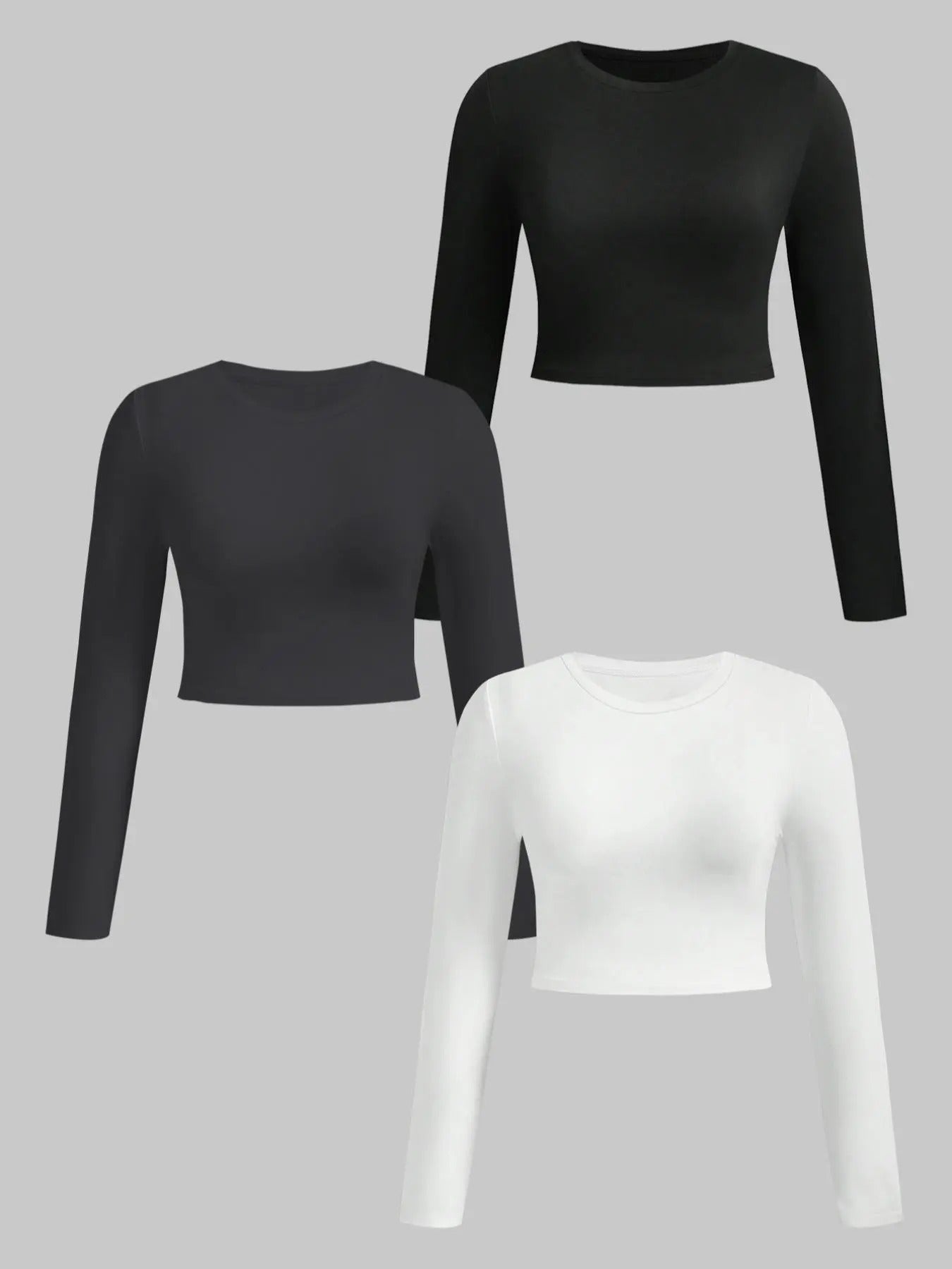 Women's Solid Round Neck Crop Tee, Casual Basic Short Sleeve T-shirt for Spring & Fall, Ladies Clothes for Daily Wear...