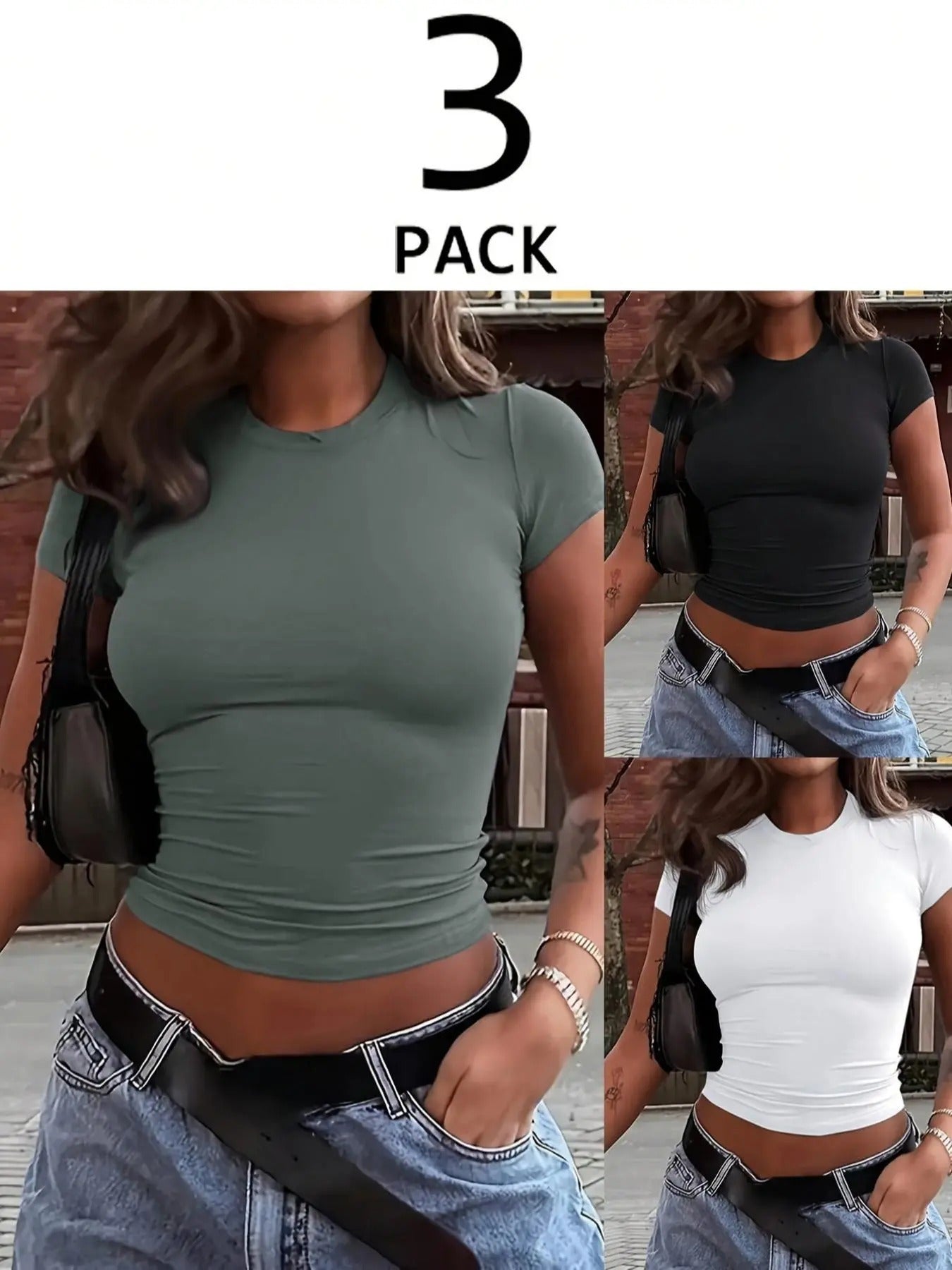 Women's Solid Round Neck Tee, Casual Basic Short Sleeve T-shirt for Summer, Ladies Clothes for Daily Wear Hoodie, Sweatshirt