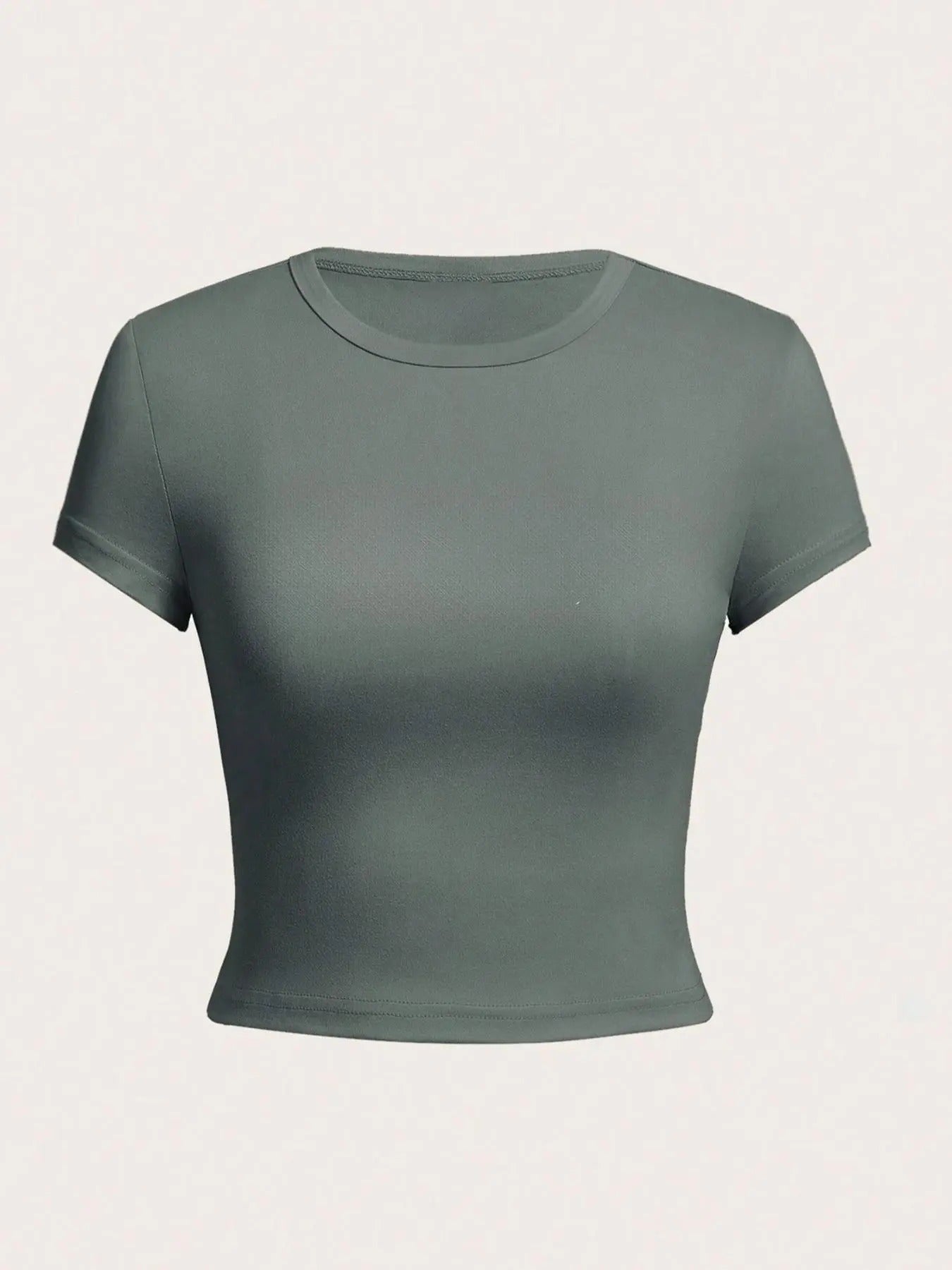 Women's Solid Round Neck Tee, Casual Short Sleeve Crew Neck T-Shirt for Summer, Fashion Women's Top for Daily Wear...