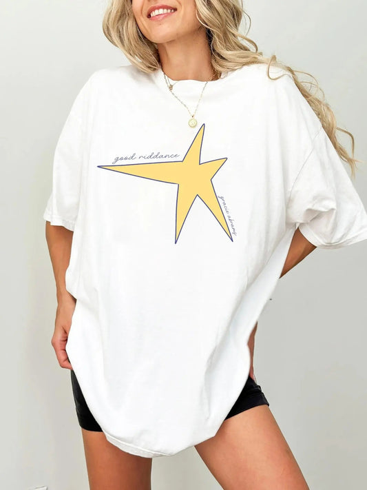 Women's Star Print Round Neck Tee, Casual Half  Sleeve T-shirt for Summer, Fashion Women's Top for Daily Wear Hoodie,...