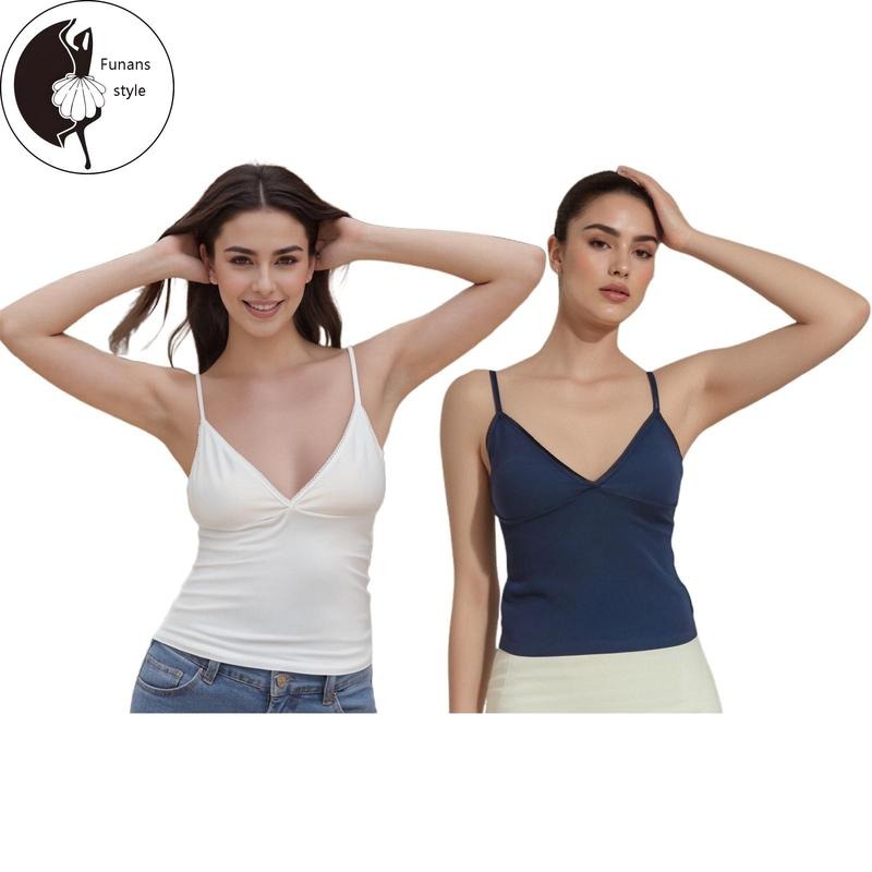 Women's Summer V Neck Cami Tops Sleeveless Open Back Solid ColorFit Crop Tanks T-Shirts, Hoodie, Sweatshirt | WearSparks.com