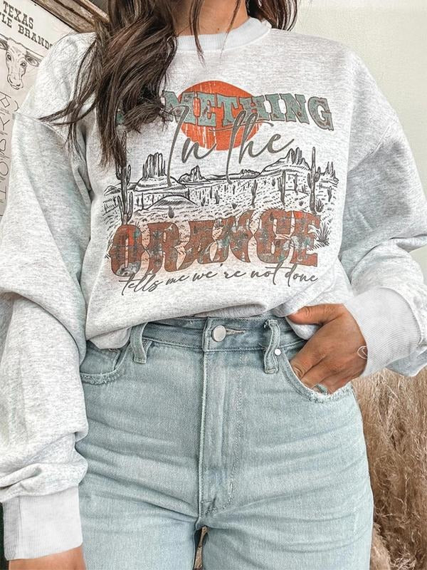 Women's Sunset Print Crew Neck Sweatshirt, Casual Loose Long Sleeve Pullover for Spring & Fall, Fashion Women's Top for...
