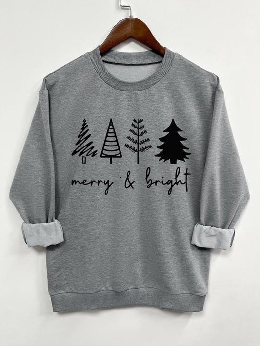 Women's Tree & Letter Print Drop Shoulder Sweatshirt, Casual Long Sleeve Round Neck Pullover for Spring & Fall, Ladies...