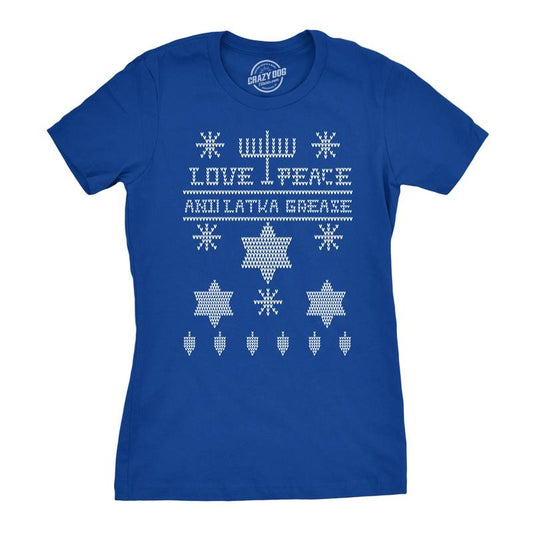 Women's Ugly Hanukkah Sweater T Shirt Sweater Shirt Jewish Holiday Tee for Women Funny Womens T Shirts Cute Slimming Top...
