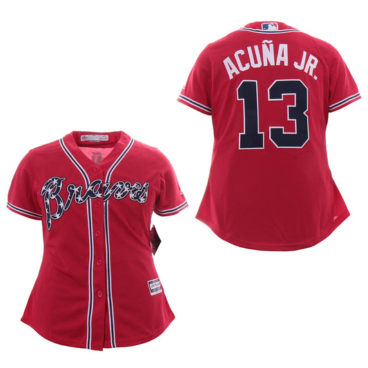 Women Atlanta Braves #13 Ronald Acuna Jr