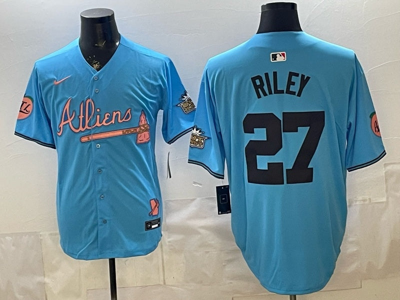 Women Atlanta Braves #27 Austin Riley Warriors 5 Edition