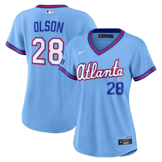 Women Atlanta Braves #28 Matt Olson 2026 City Connect Stadium Jersey - Powder Blue
