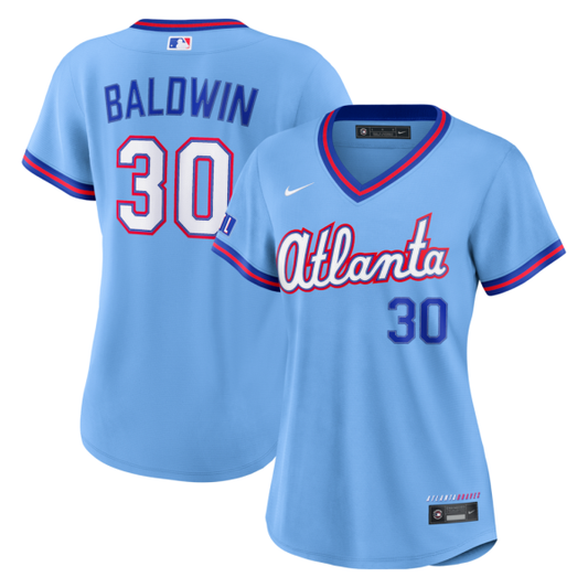 Women Atlanta Braves #30 Drake Baldwin 2026 City Connect Stadium Jersey - Powder Blue_conew1