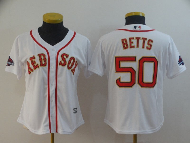 Women Boston Red Sox #50 Mookie Betts Style 1