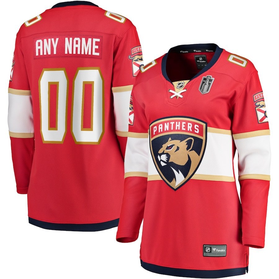 Women Florida Panthers 2024 Stanley Cup Final Home Breakaway Custom Jersey - Red