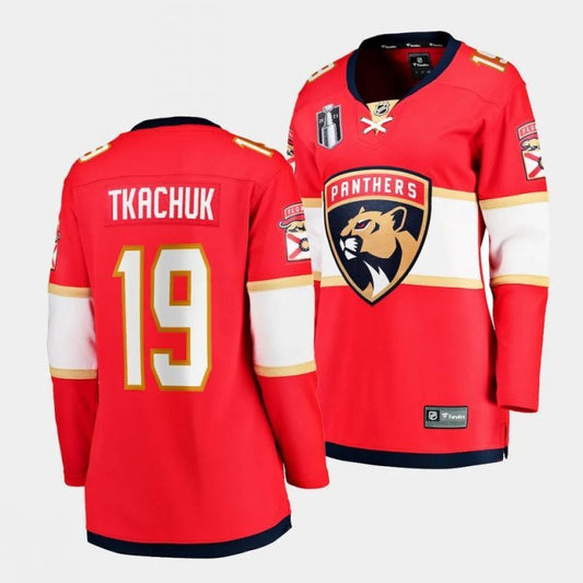 Women Florida Panthers #19 matthew tkachuk florida panthers 2023 stanley cup final home jersey