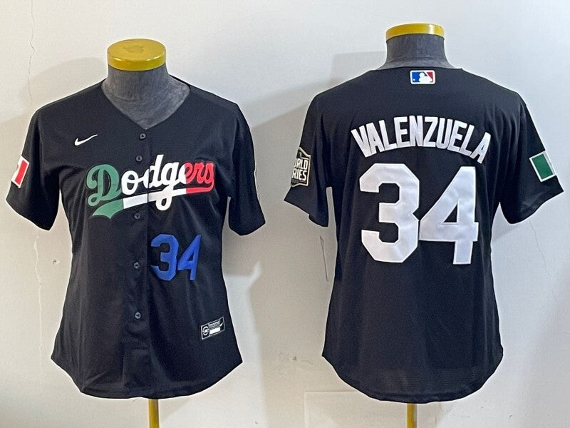 Women Los Angeles Dodgers #34 Fernando Valenzuela Dodgers Women Style 3