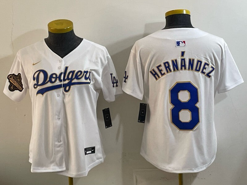 Women Los Angeles Dodgers #8 Enrique Hernandez Dodgers Women Youth Style 4