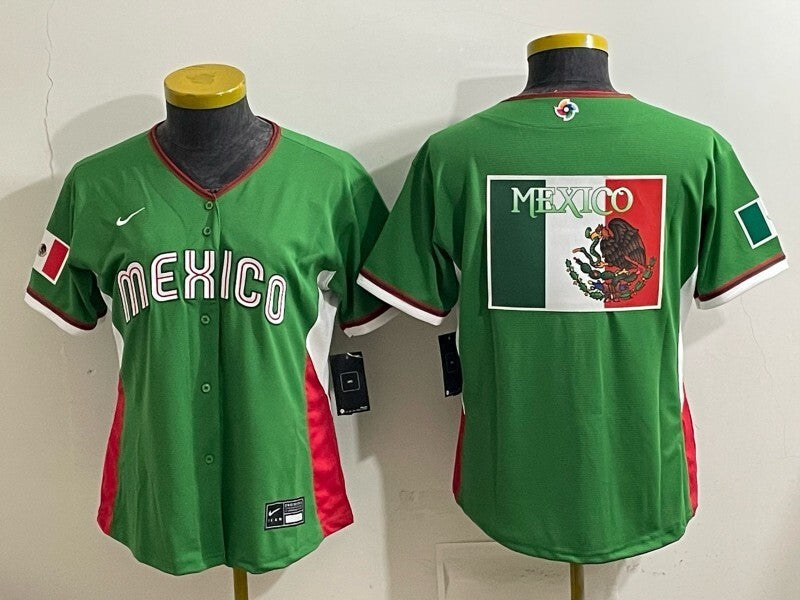 Women Mexico Baseball Green 2026 World Baseball Classic 26 World Cup Women Style 1