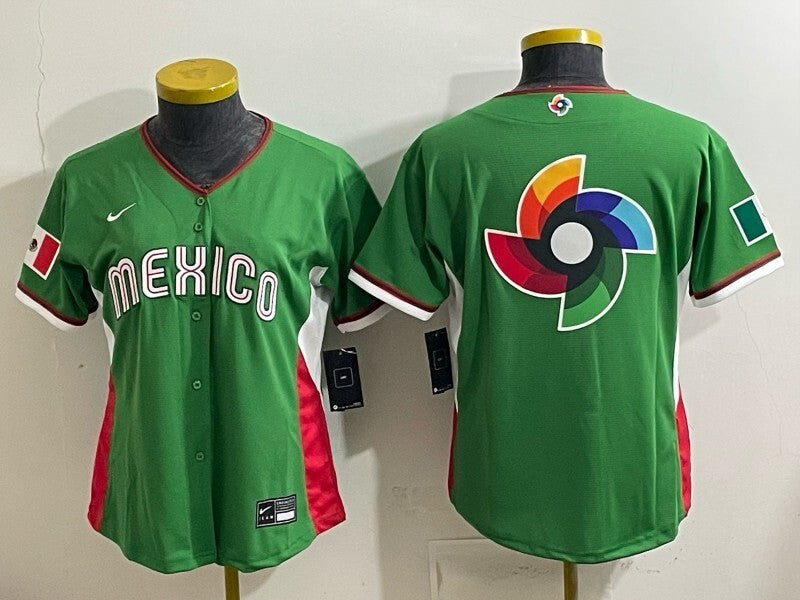 Women Mexico Baseball Green 2026 World Baseball Classic 26 World Cup Women Style 2