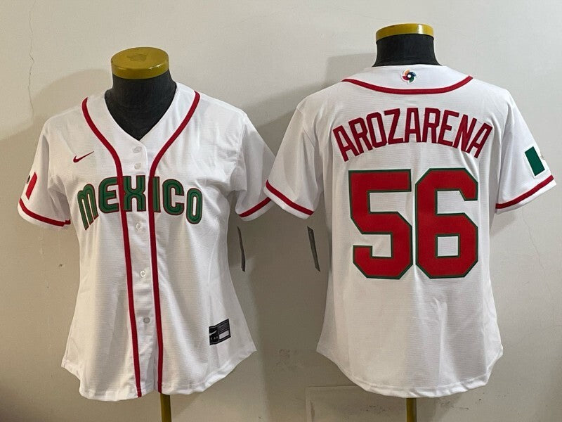 Women Mexico Baseball #56 Randy Arozarena White 2026 World Baseball Classic 26 World Cup Women