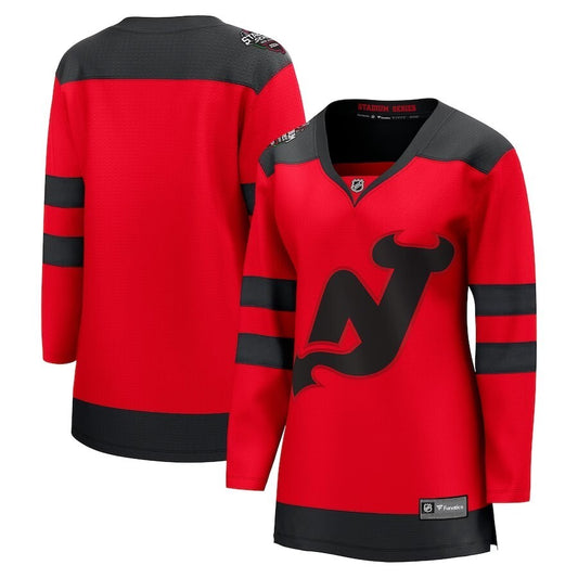 Women New Jersey Devils Fanatics Branded 2024 NHL Stadium Series Breakaway Jersey – Red Style 2