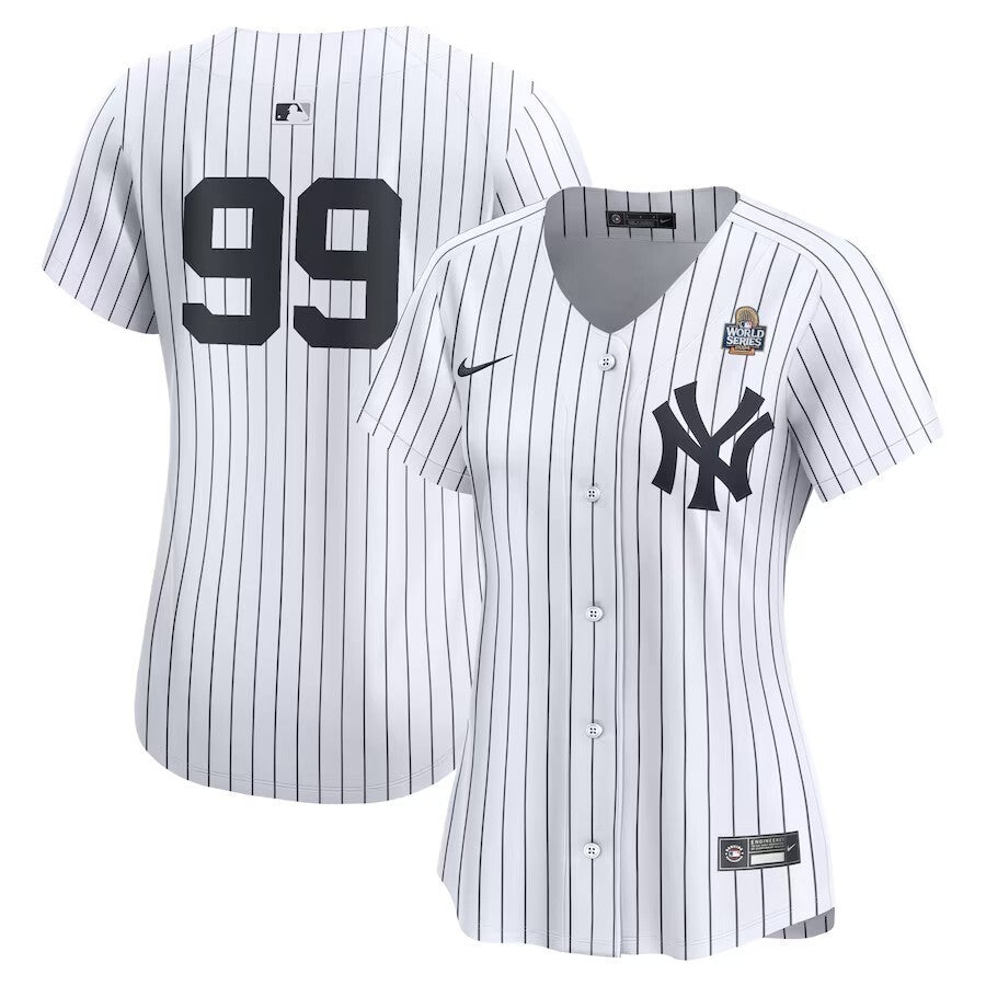 Women New York Yankees #99 Aaron Judge 2024 World Series Home Limited Player Jersey - White