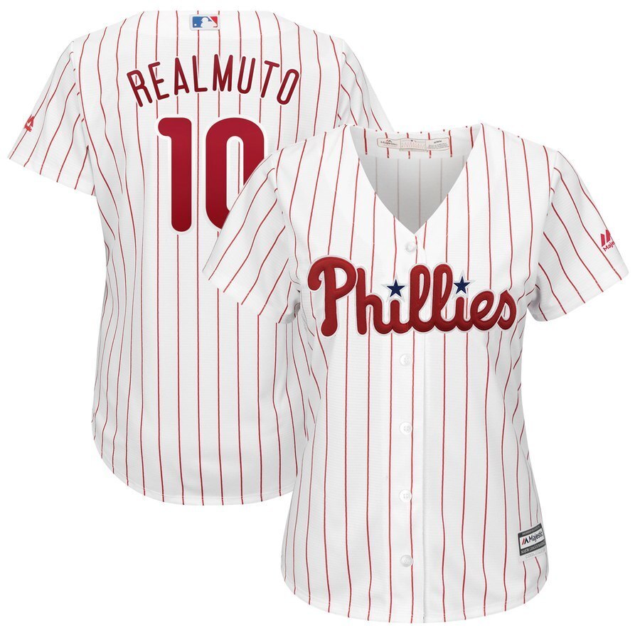 Women Philadelphia Phillies #10 JT Realmuto Majestic Home Cool Base Player Jersey - White