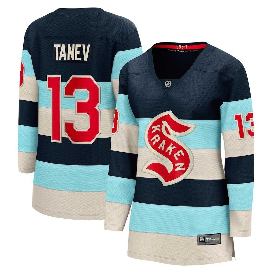 Women Seattle Kraken #13 Brandon Tanev Branded 2024 NHL Winter Classic Breakaway Player Jersey - Deep Sea Blue