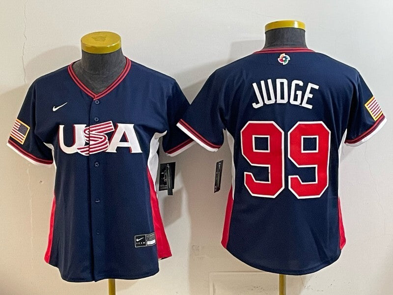 Women USA Baseball #99 Aaron Judge 2026 World Baseball Classic 26 World Cup Women Style 1