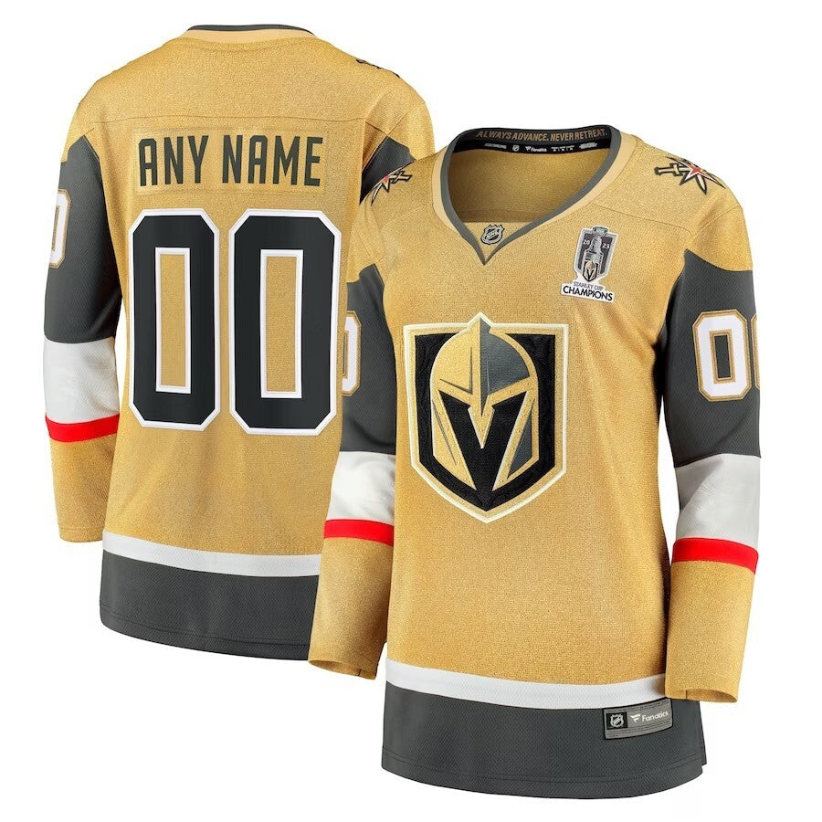 Women Vegas Golden Knights 2023 Stanley Cup Champions Home Breakaway Custom Jersey - Gold
