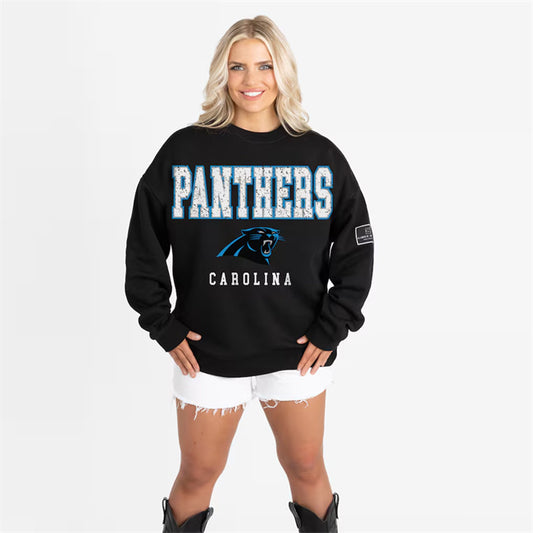 Women's Carolina Panthers Gameday Couture Black Oversized Level Up Black Label