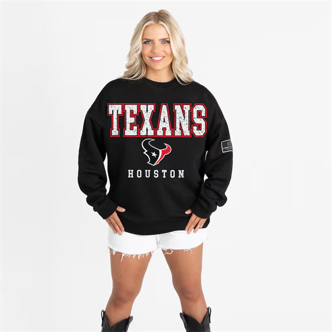 Women's Houston Texans Gameday Couture Black Oversized Level Up Black Label