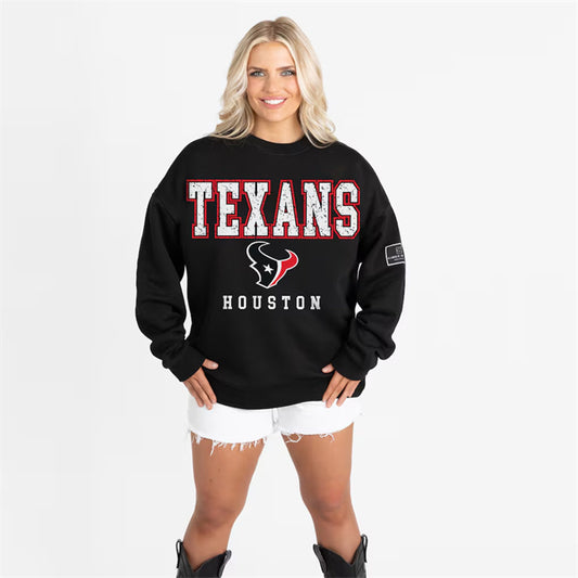 Women's Houston Texans Gameday Couture Black Oversized Level Up Black Label